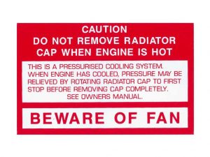 Holden Decal Fan Warning HZ WB VB VC VH VK VL & LX Torana