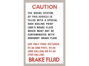 Ford Decal XR GT XT GT ZA Brake Fluid