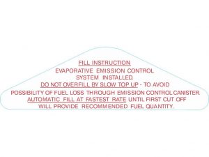 Holden Decal Fuel Filler Door Filling Inst HQ - HZ LH - UC